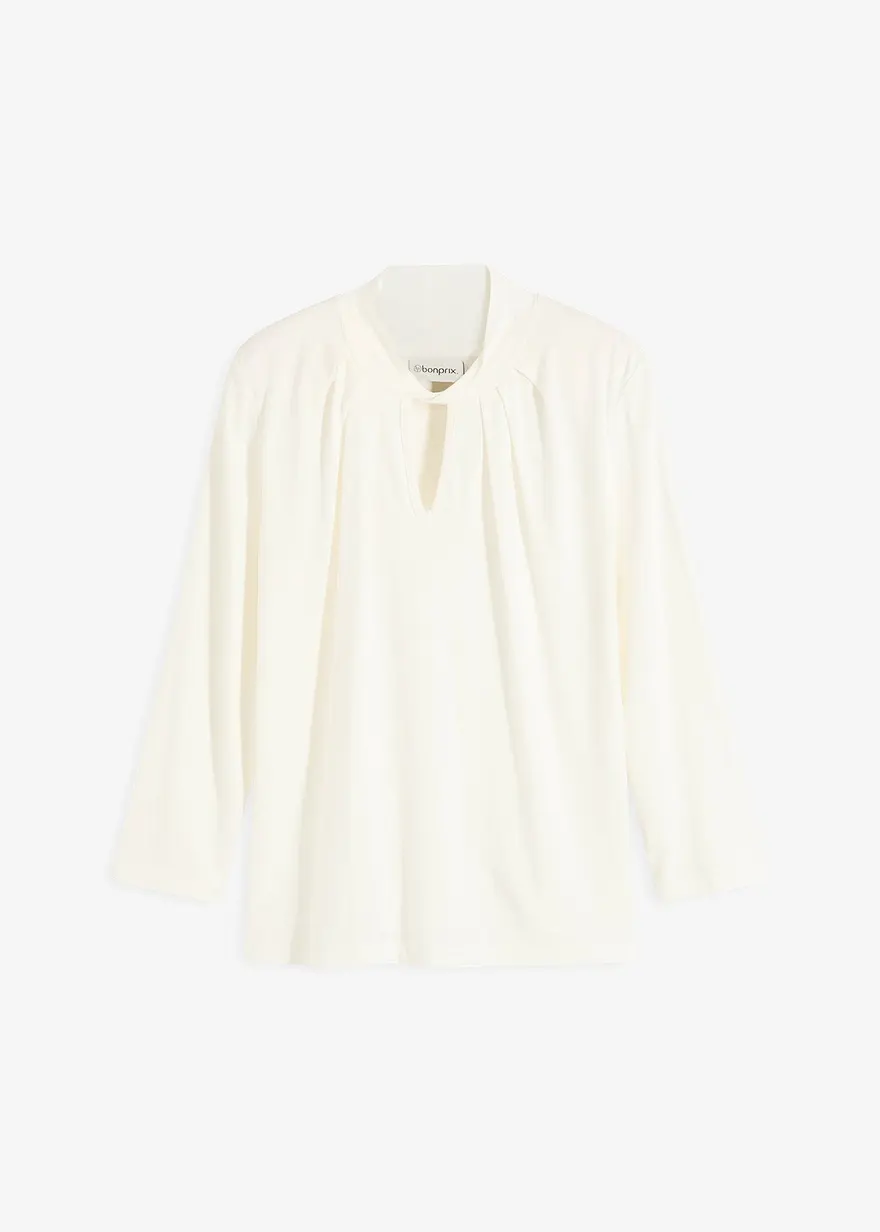 3/4-Arm Shirt mit Twist in weiß von vorne - bonprix