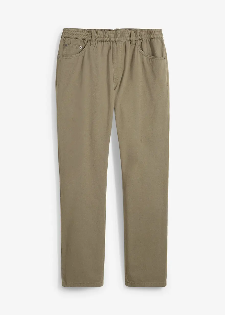 Regular Fit Schlupfhose aus reiner Baumwolle, Straight in grün von vorne - bonprix