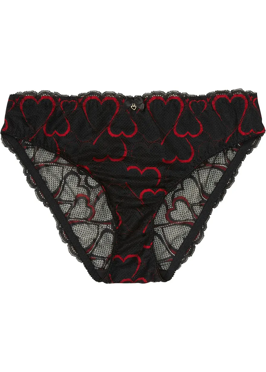 Slip mit zarter Spitze in schwarz von vorne - bonprix