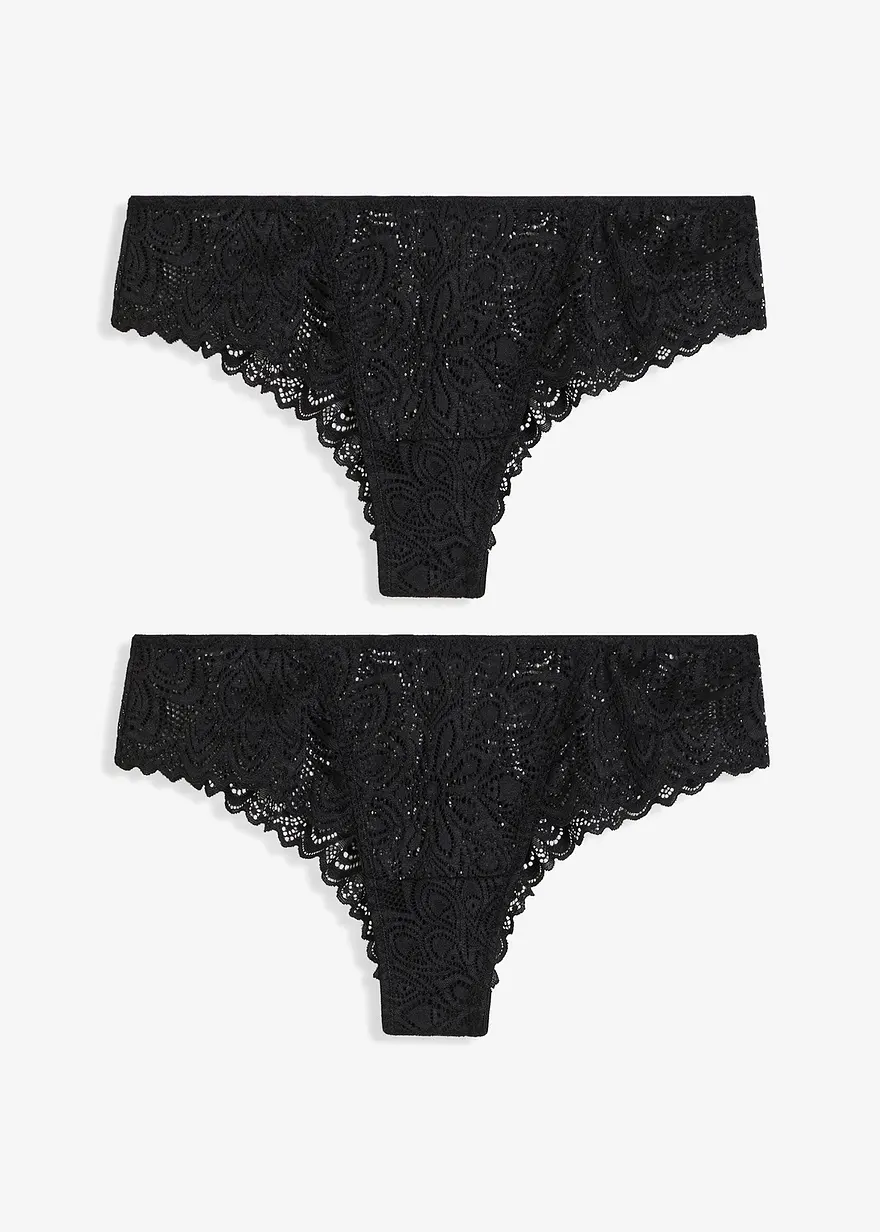 Brazilslip (2er Pack) in schwarz von vorne - bonprix
