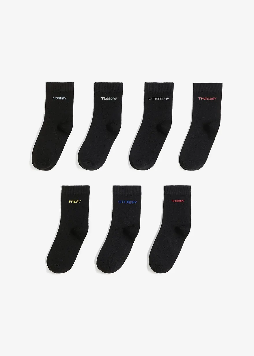 Halbsocke mit Bio-Baumwolle (7er Pack) in schwarz von vorne - bonprix