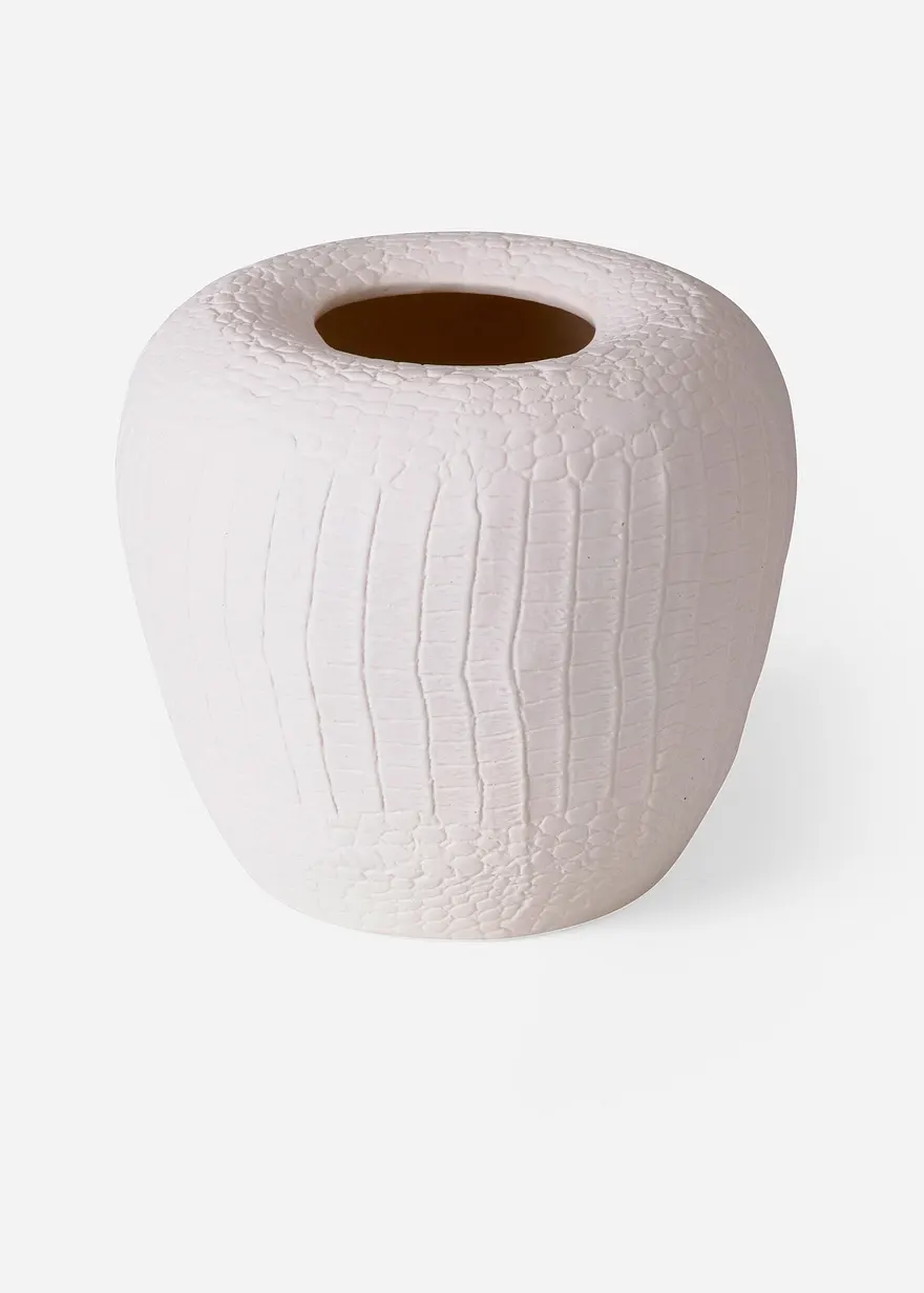 Vase mit Krokodil Design in weiß von vorne - bonprix