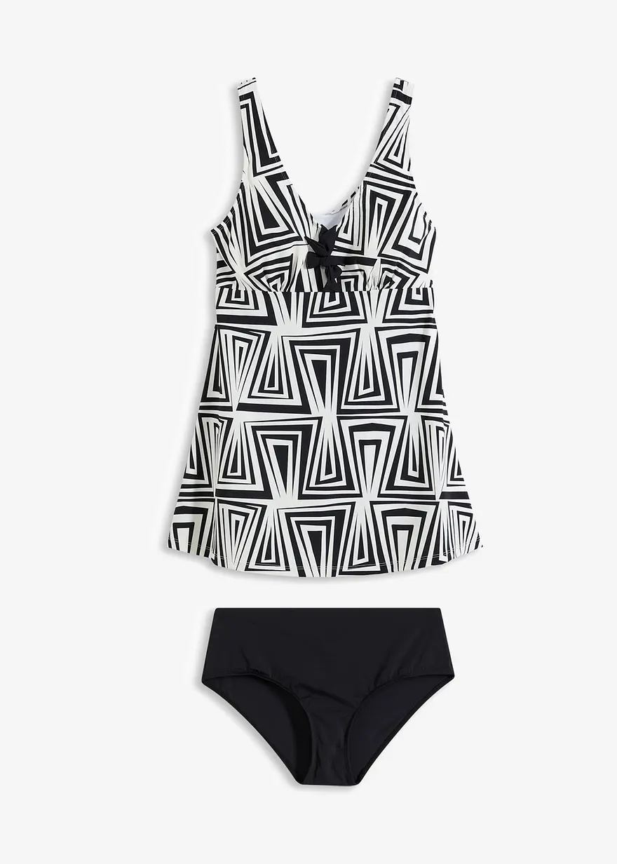 Long-Tankini mit breiten Trägern (2-tlg.Set) in schwarz von vorne - bonprix
