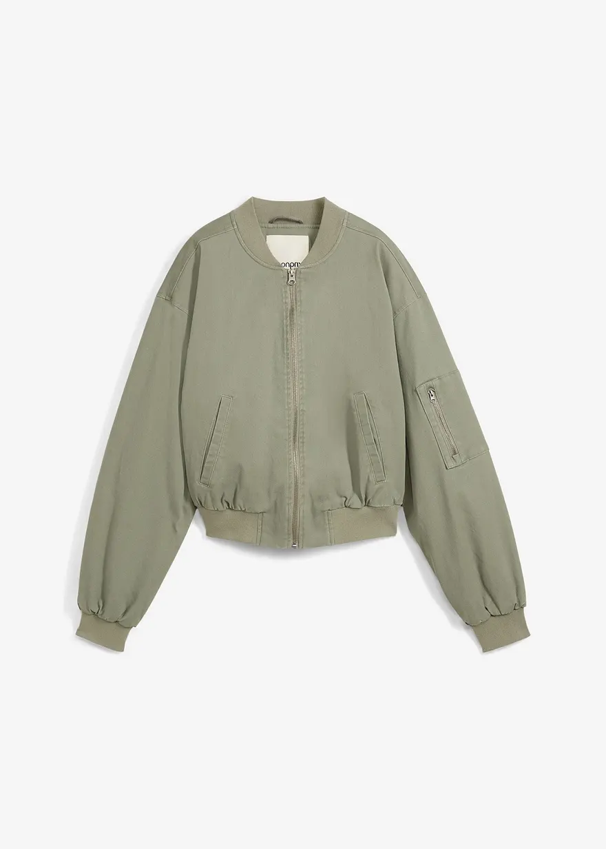 Gefütterte Pilotenjacke in grau von vorne - bonprix