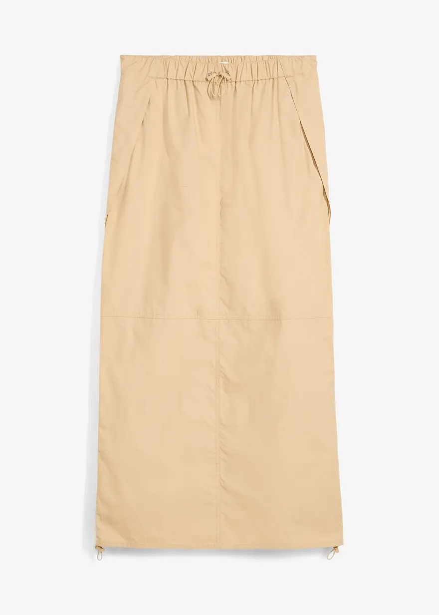 Cargorock aus reiner Baumwolle in beige von vorne - bonprix