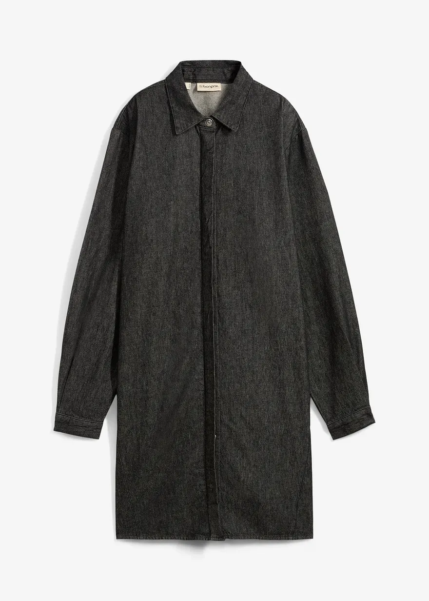 Jeanskleid, Oversize in schwarz von vorne - bonprix