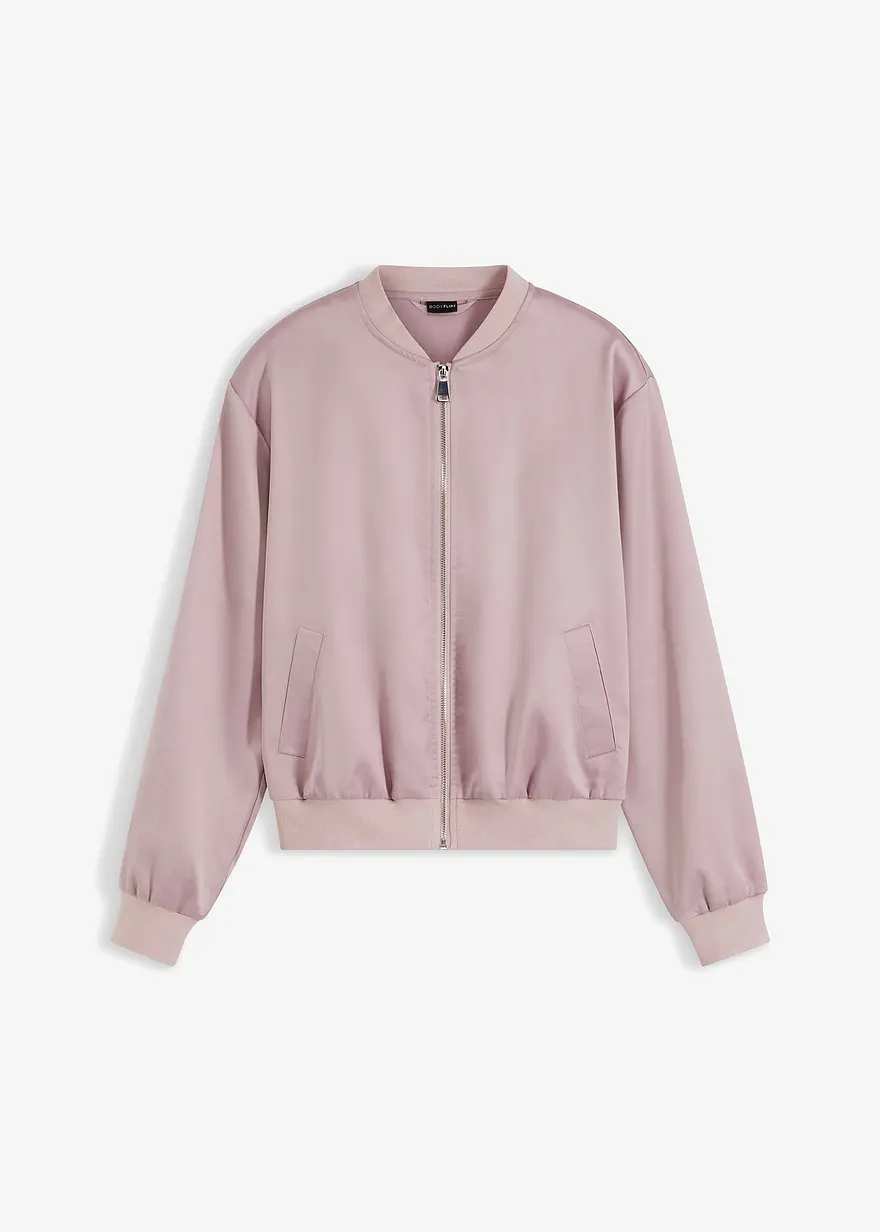 Satin-Blouson in lila von vorne - bonprix