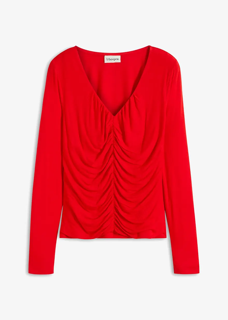 Langarmshirt in rot von vorne - bonprix