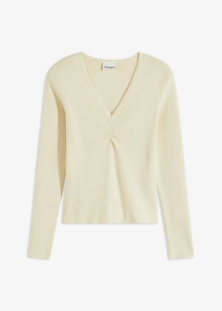 Feinstrickpullover in beige von vorne - bonprix
