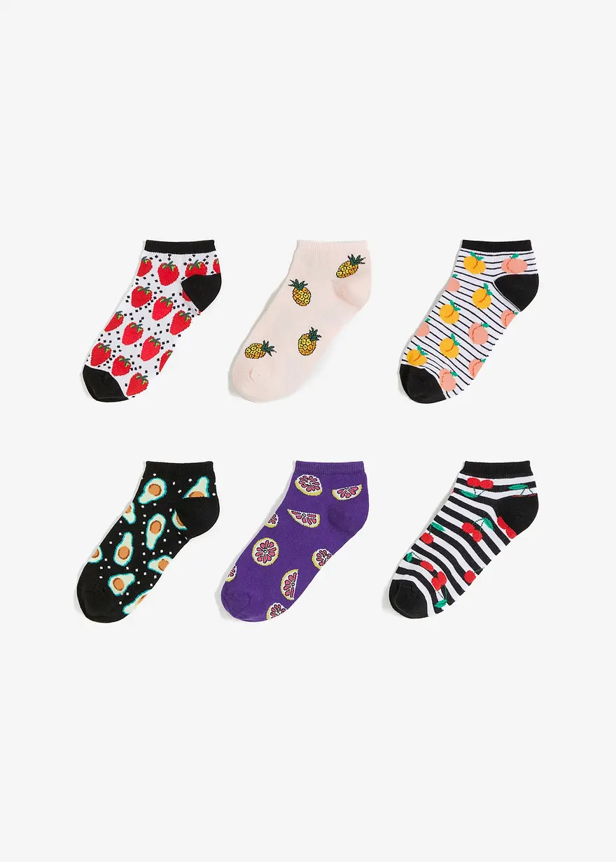 Sneakersocken mit Bio-Baumwolle (6er Pack)  in schwarz von vorne - bonprix