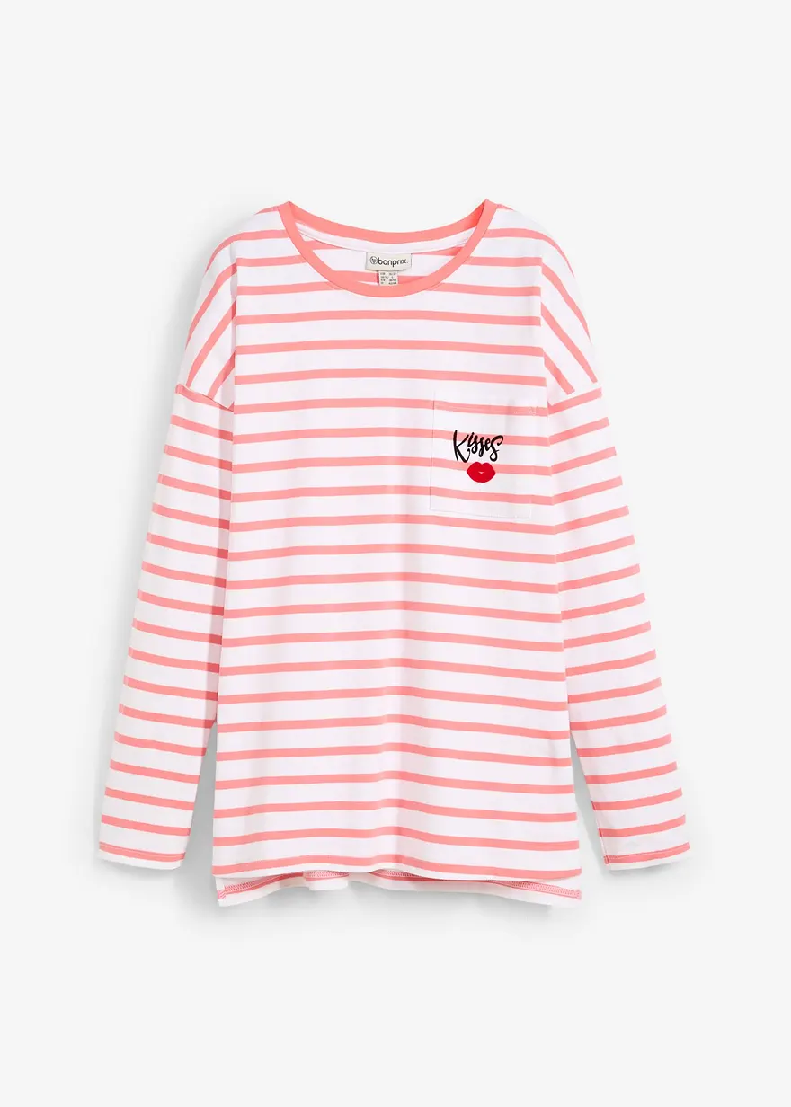 Langarmshirt aus reiner Bio-Baumwolle in weiß von vorne - bonprix