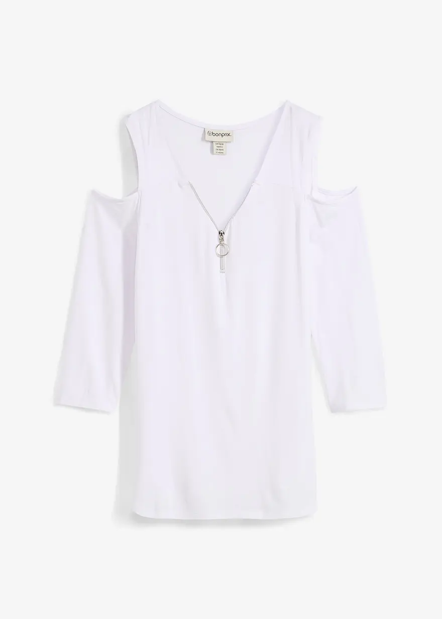 Cold-Shoulder-Shirt aus fließender Viskose in weiß von vorne - bonprix