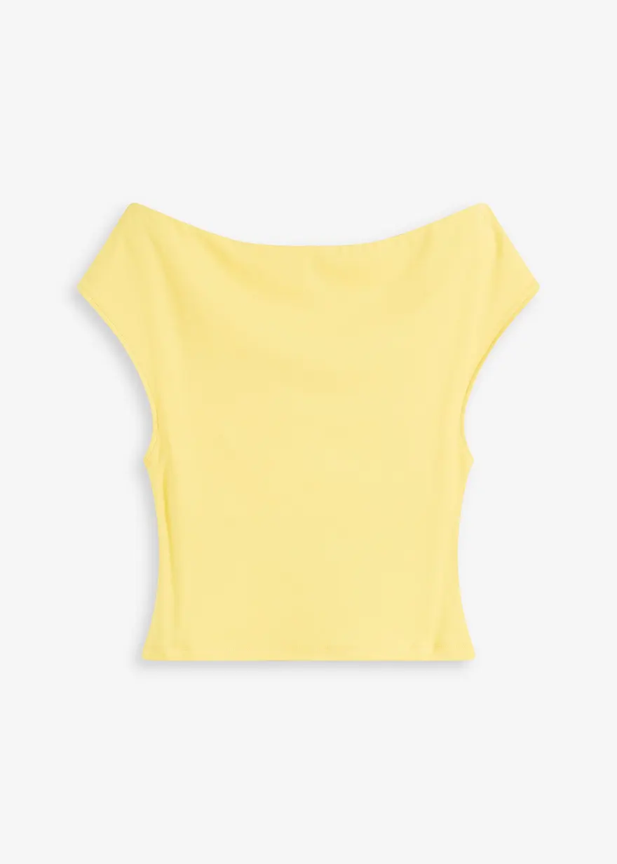 Off-Shoulder-Shirt aus reiner Bio-Baumwolle in gelb von vorne - bonprix