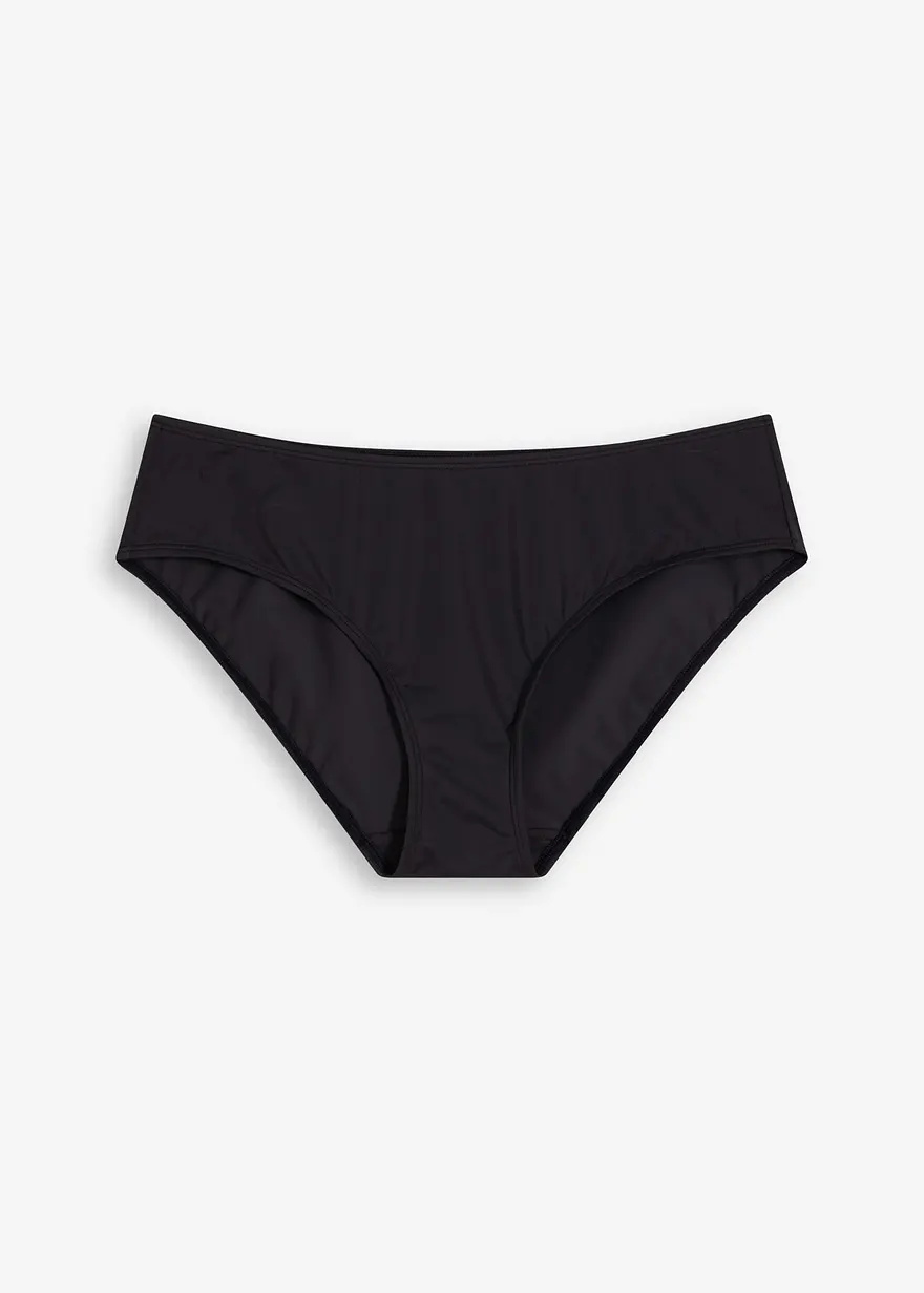 Bikinihose aus glänzendem Material in schwarz von vorne - bonprix