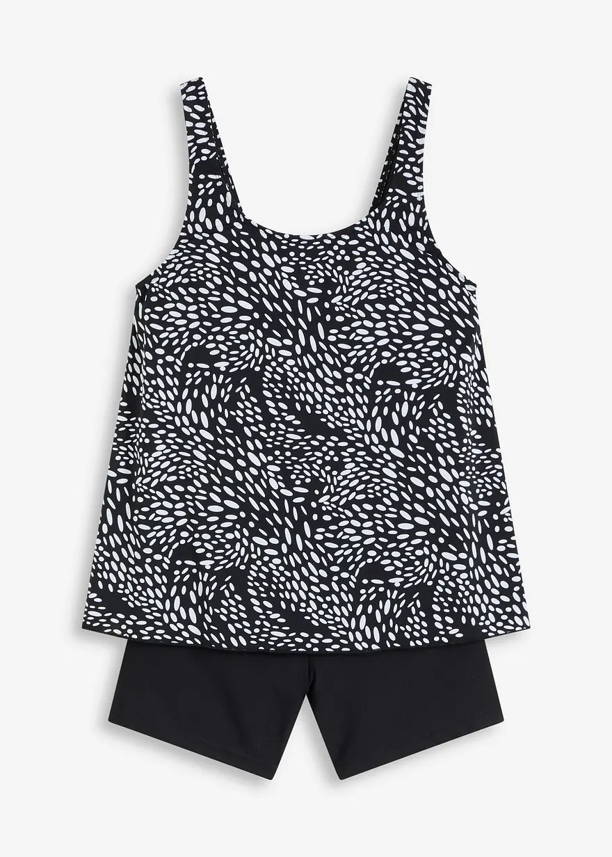 Badeanzug mit Bein in schwarz von vorne - bonprix
