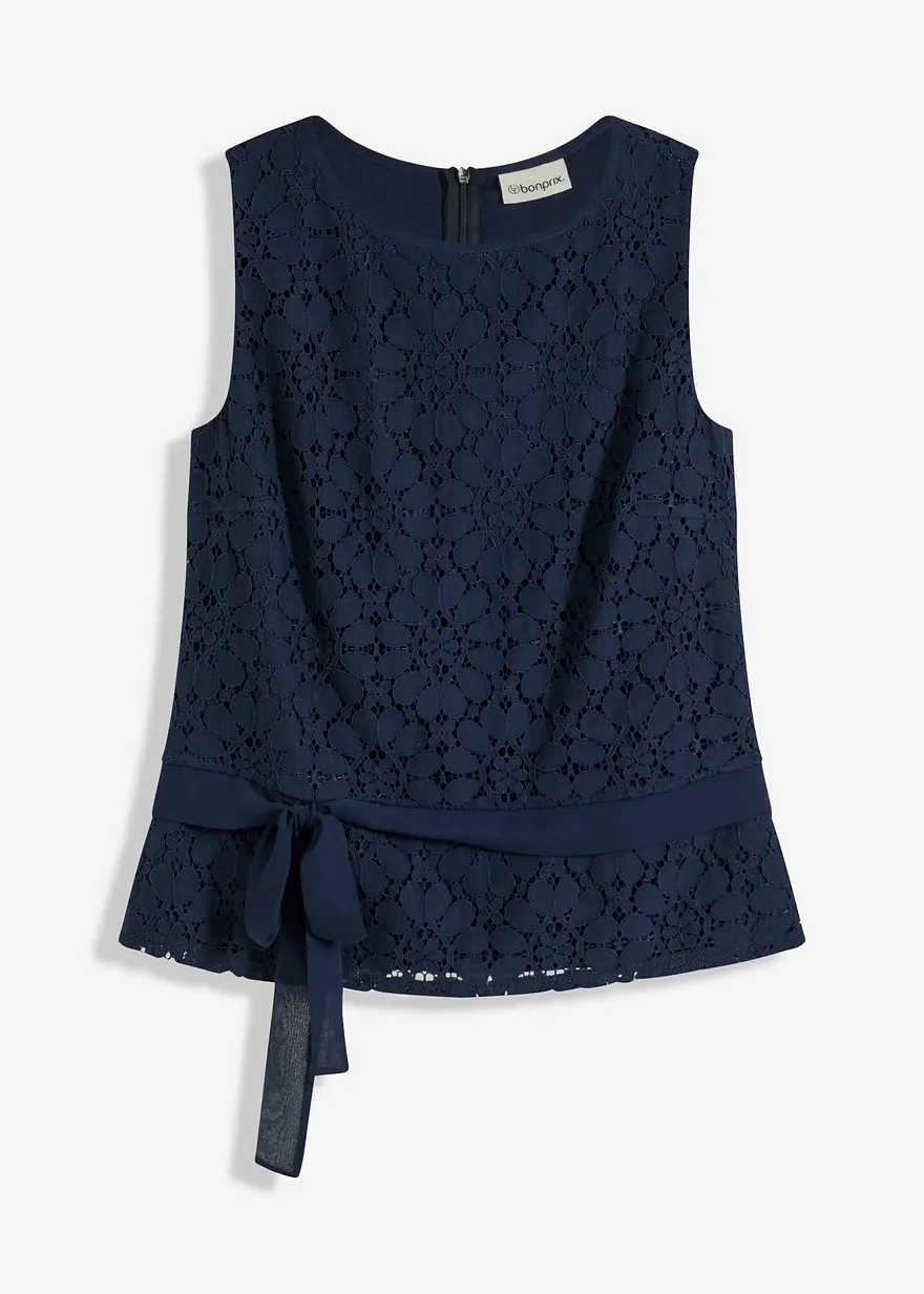 Spitzen Top in blau von vorne - bonprix