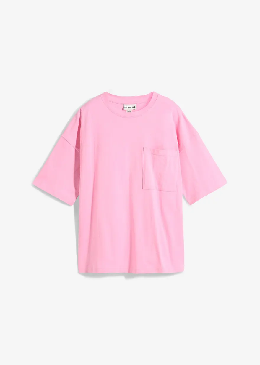 T-Shirt aus reiner Bio-Baumwolle in rosa von vorne - bonprix