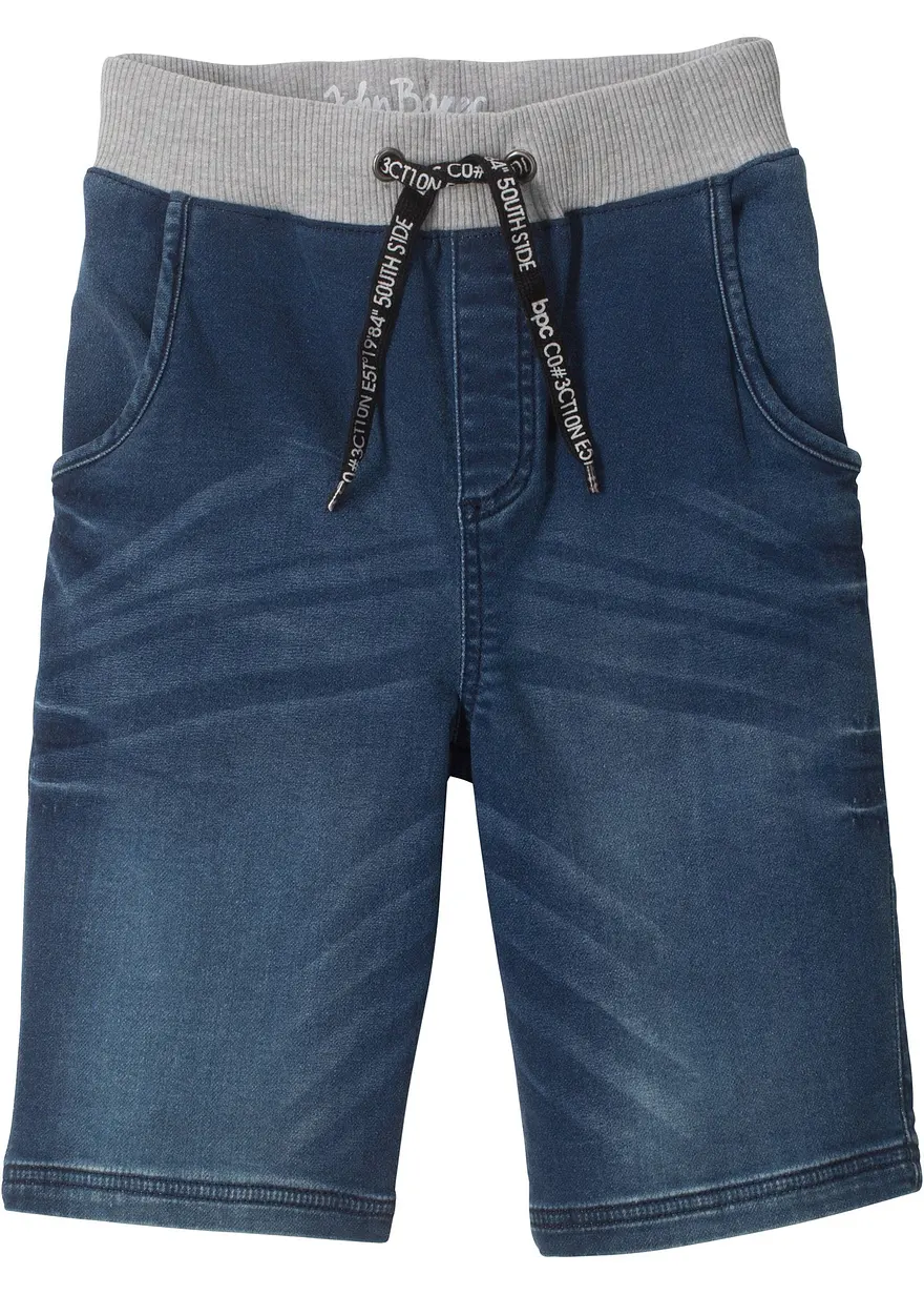 Sweatjeans-Bermuda, Regular Fit in blau von vorne - bonprix