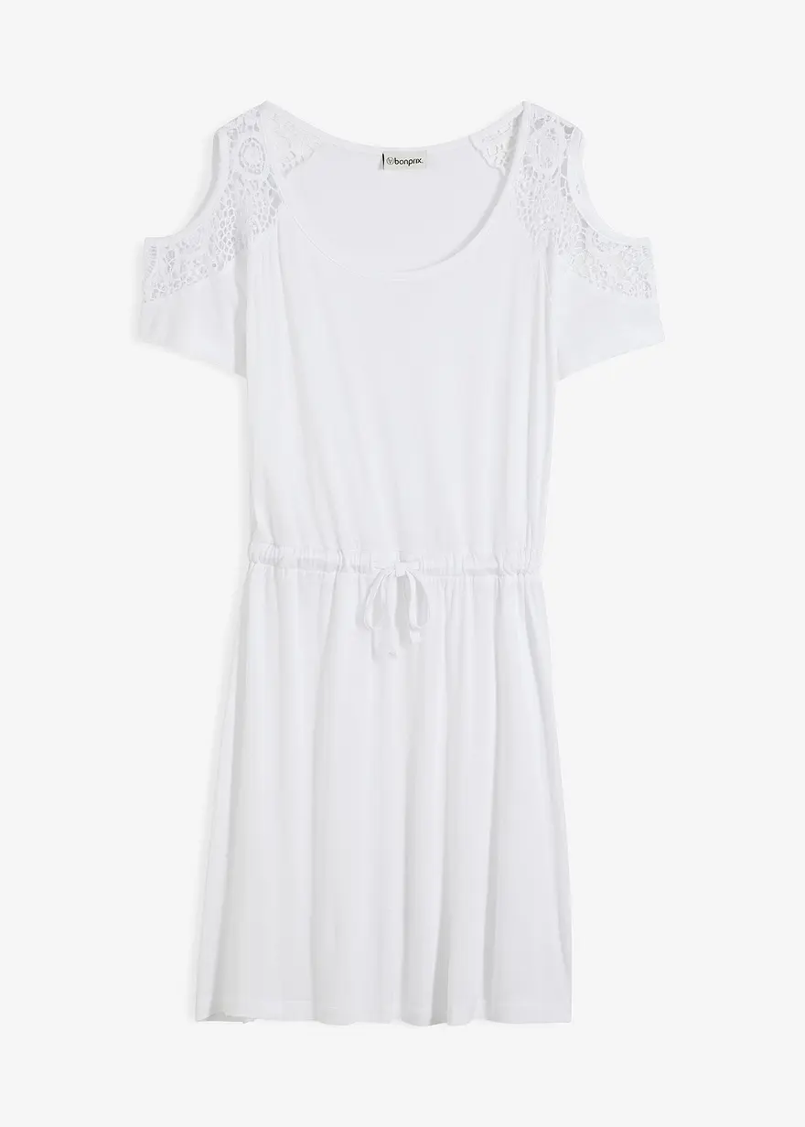 Transparentes Strandkleid aus Viskose in weiß von vorne - bonprix