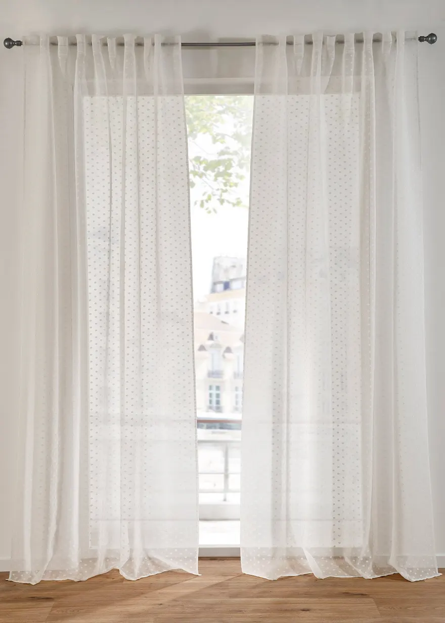 Gardine mit Jacquard Punkten (1er Pack) in weiß - bonprix