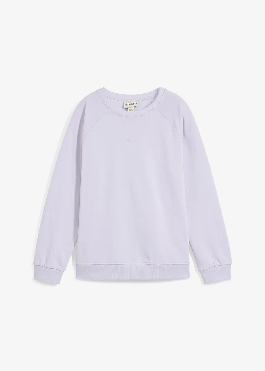 Sweatshirt aus reiner Bio-Baumwolle in lila von vorne - bonprix