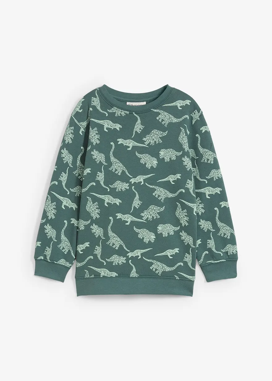 Sweatshirt aus weichem Baumwoll-Mix in grün von vorne - bonprix