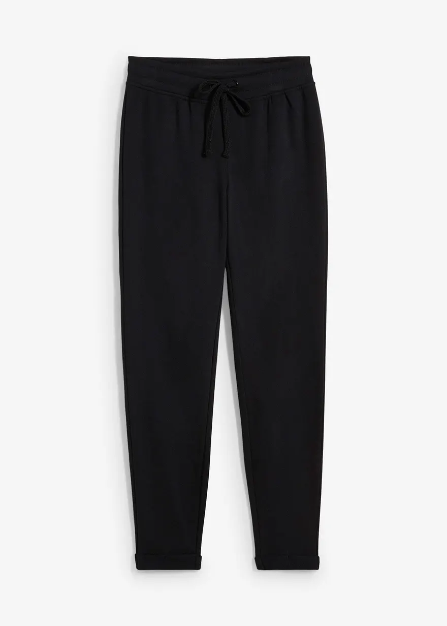 Jogginghose aus weichem Sweat in schwarz von vorne - bonprix