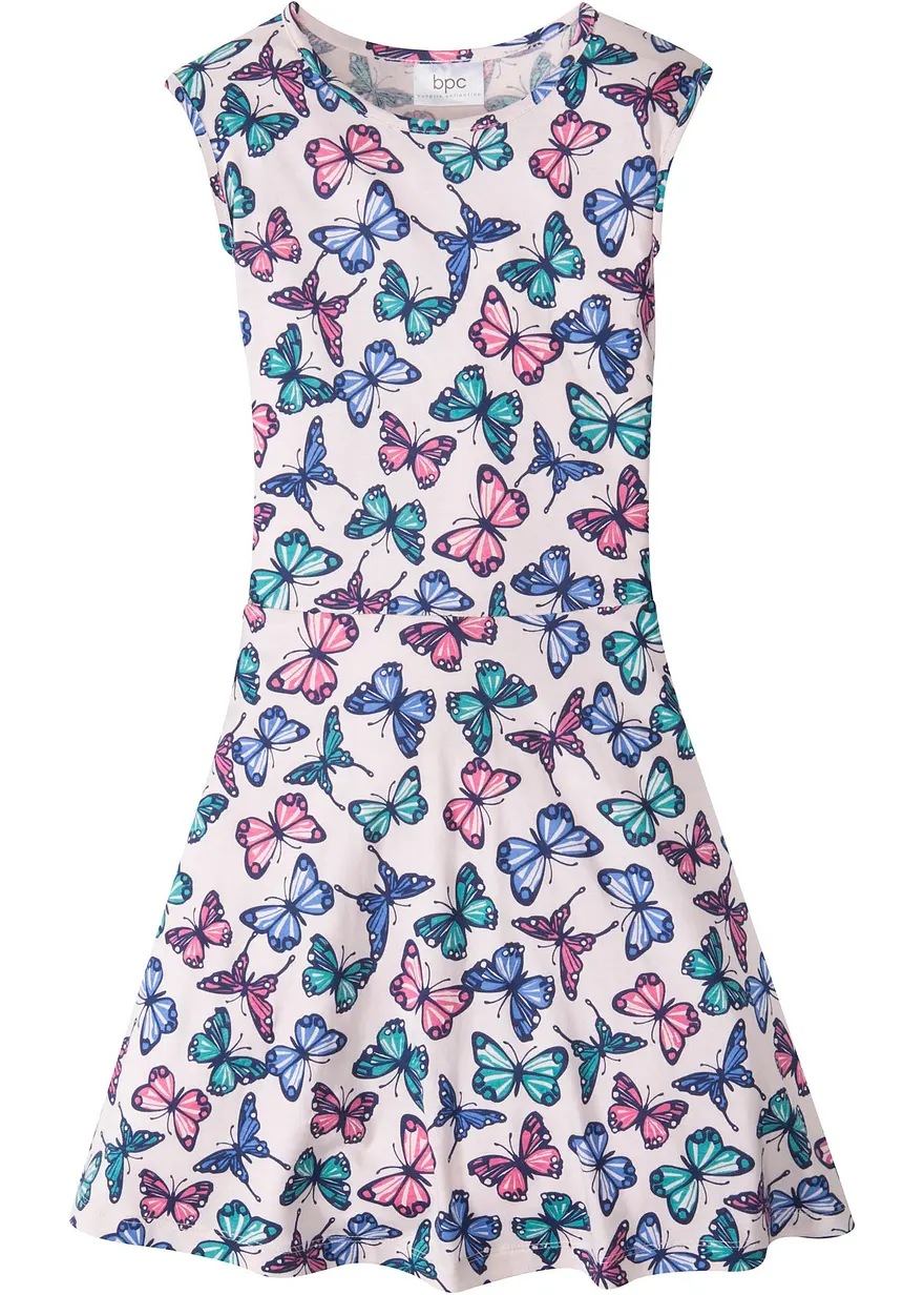 Jerseykleid aus reiner Bio-Baumwolle in rosa von vorne - bonprix