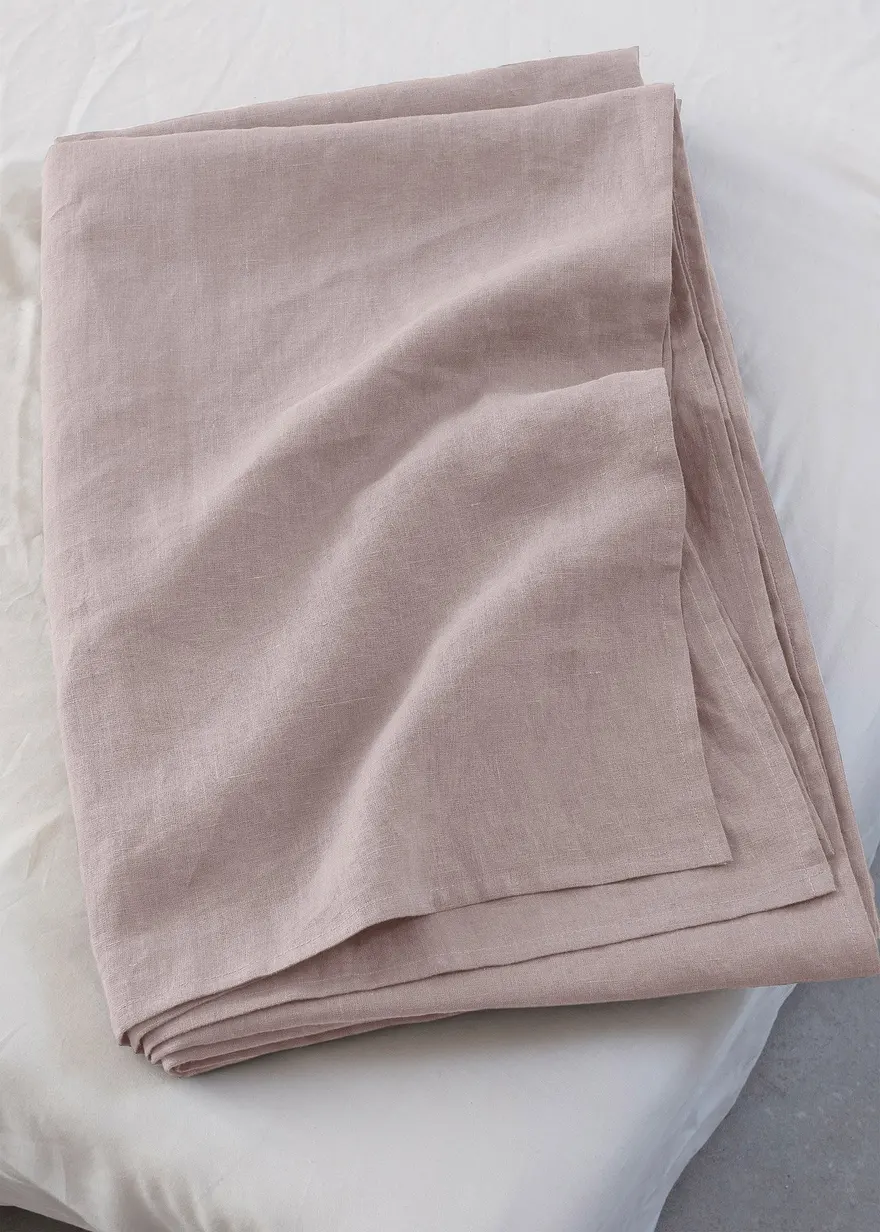 Vielseitig einsetzbarer Leinen Überwurf in beige von vorne - bonprix