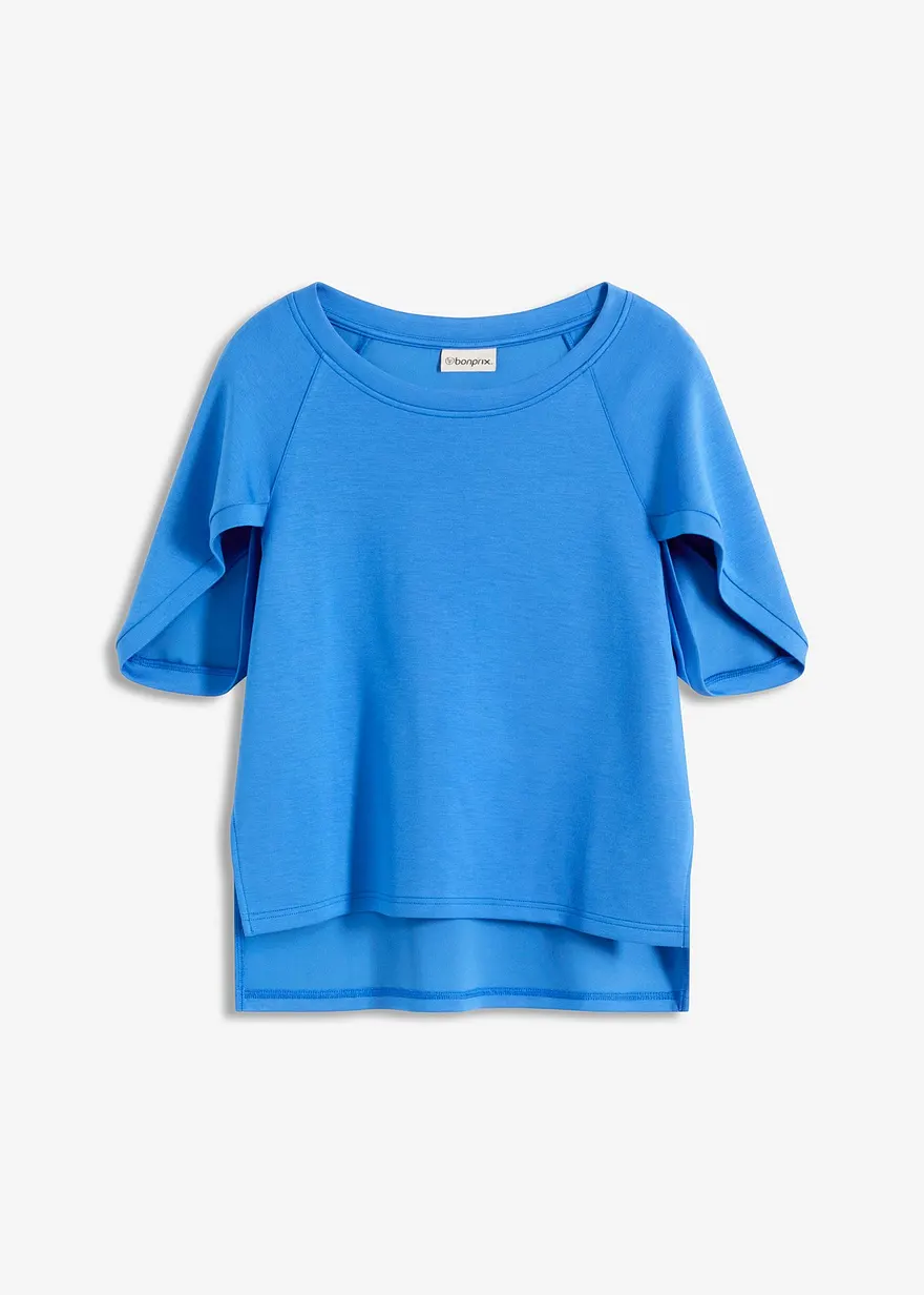 Oversize-Shirt aus fließendem Viskose-Mix in blau von vorne - bonprix