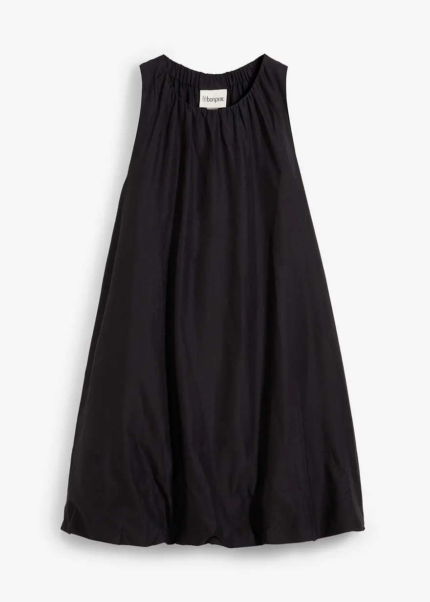Trägerkleid aus reiner Baumwolle in schwarz von vorne - bonprix
