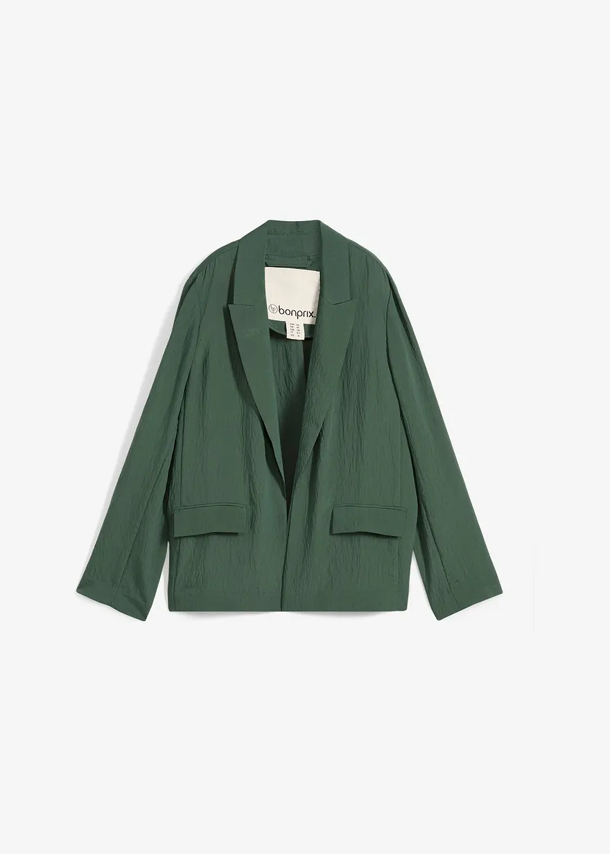 Blazer aus aus strukturiertem Crinkle-Viskose-Mix in grün von vorne - bonprix