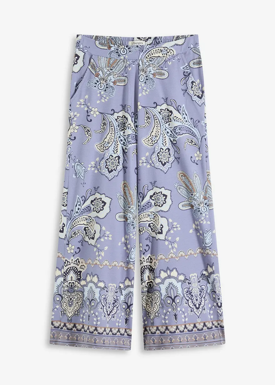 Jersey-Hose mit Paisleydruck in beige von vorne - bonprix