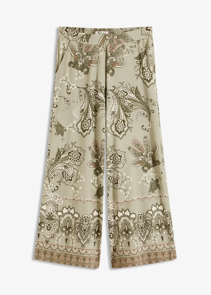 Jersey-Hose mit Paisleydruck in beige von vorne - bonprix