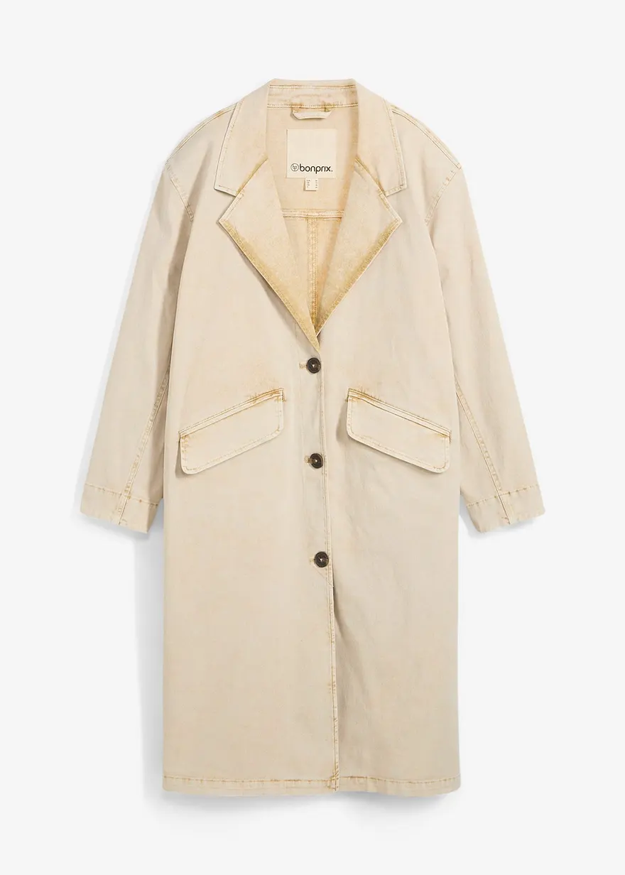 Trenchcoat aus Twill in beige von vorne - bonprix