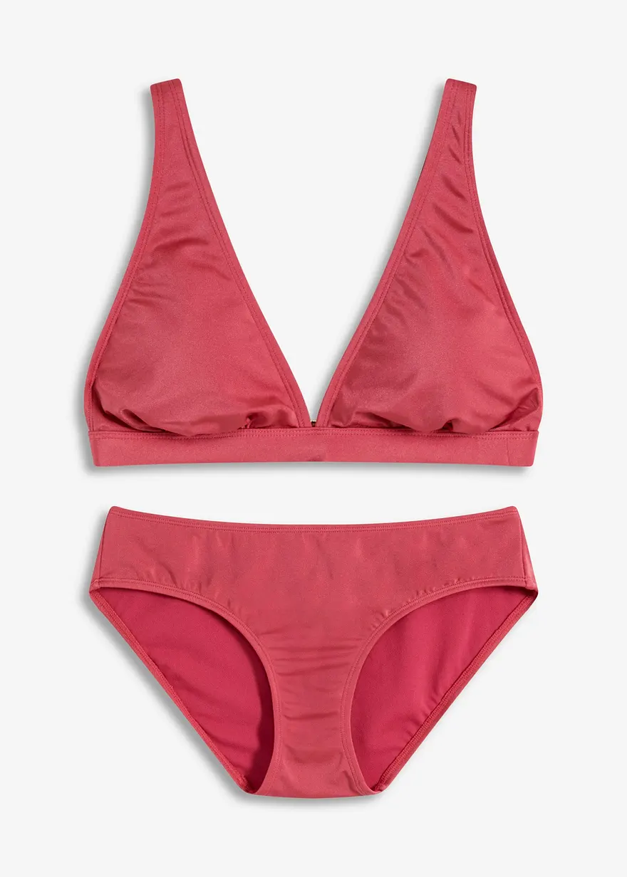 Bikini (2-tlg.Set) aus glänzendem Material in rot von vorne - bonprix