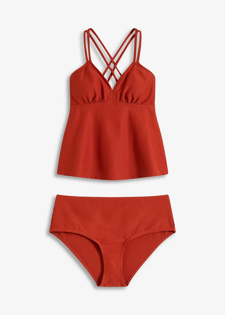 Tankini (2-tlg.Set) aus Strukturware in braun von vorne - bonprix