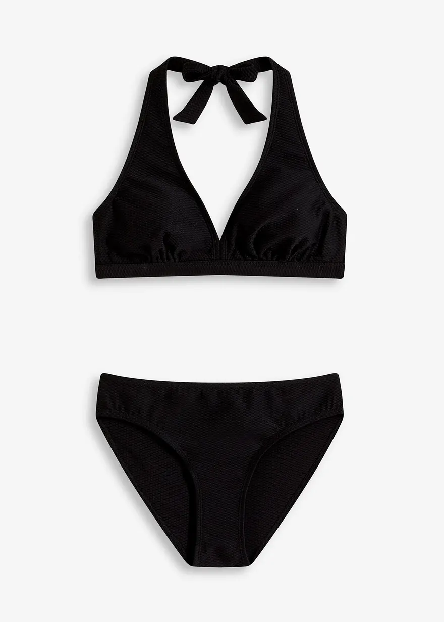 Neckholder Bikini (2-tlg.Set) aus Strukturware in grau von vorne - bonprix