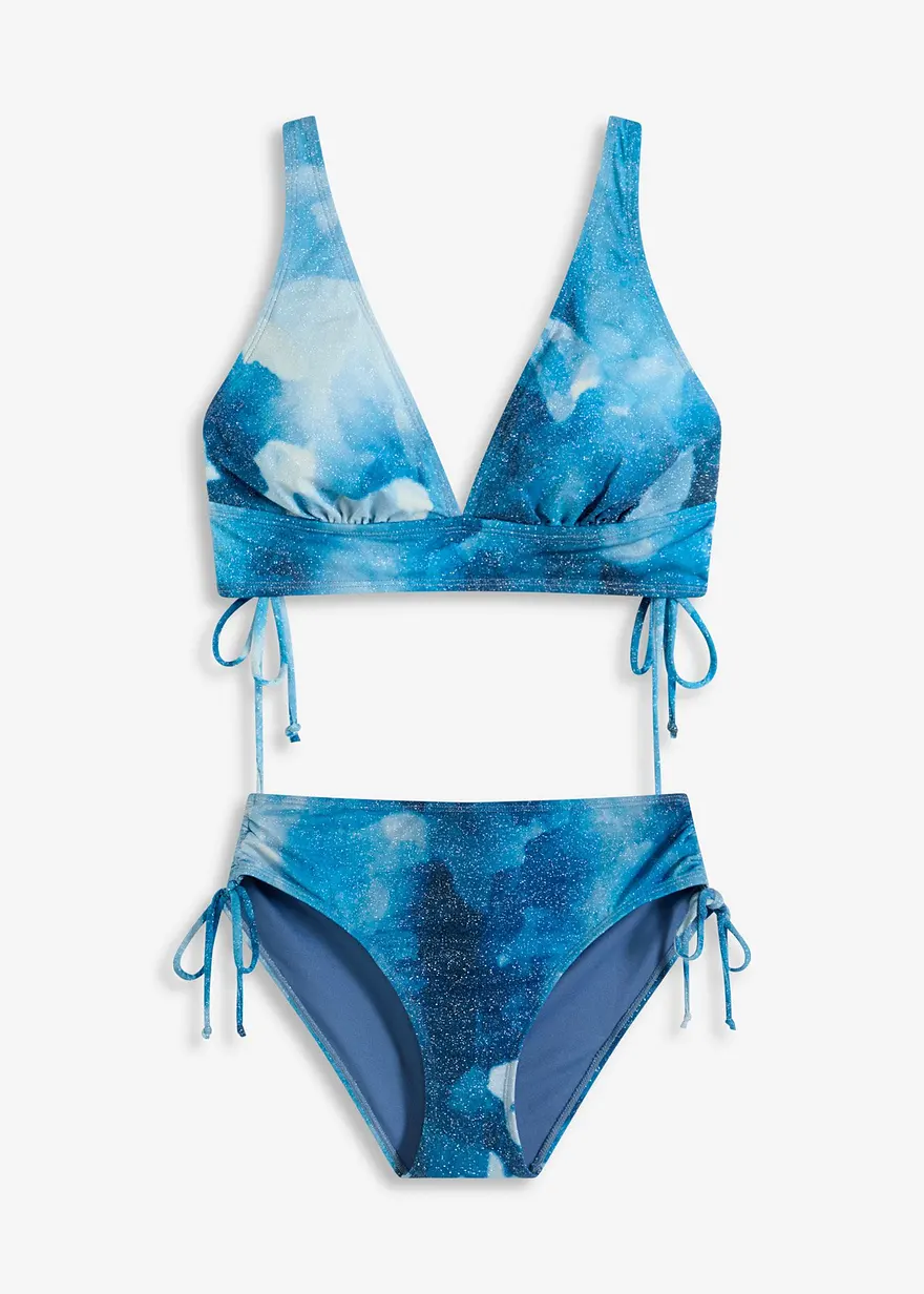 Glitzernder Bikini (2-tlg.Set) in blau von vorne - bonprix