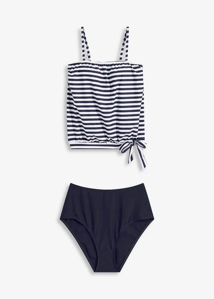 Oversize-Tankini mit abnehmbaren Trägern (2-tlg.Set) in blau von vorne - bonprix