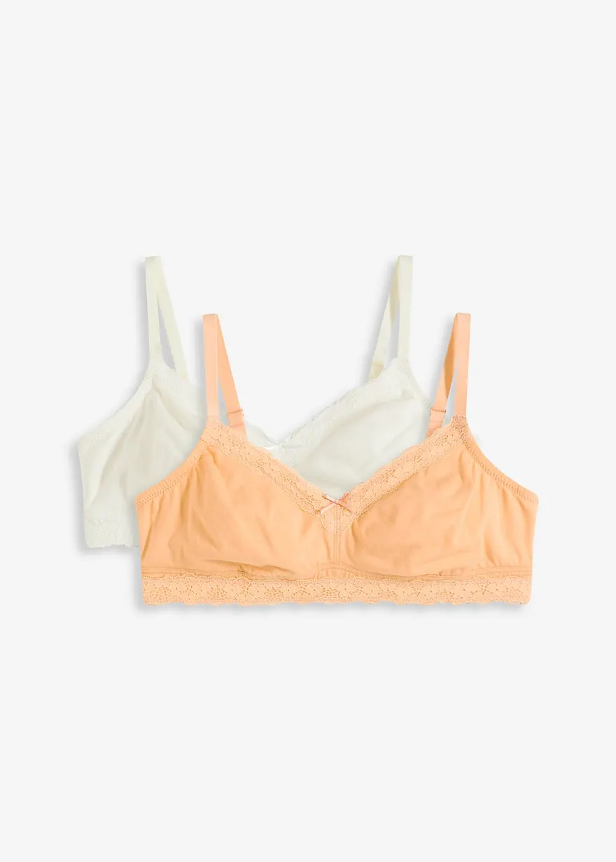 BH ohne Bügel mit Baumwolle (2er Pack) in orange von vorne - bonprix