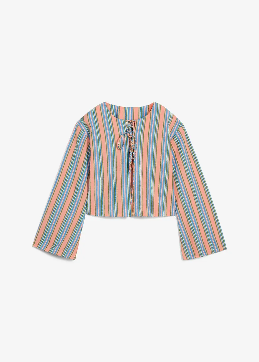 Bluse aus reiner Baumwolle in weiß von vorne - bonprix