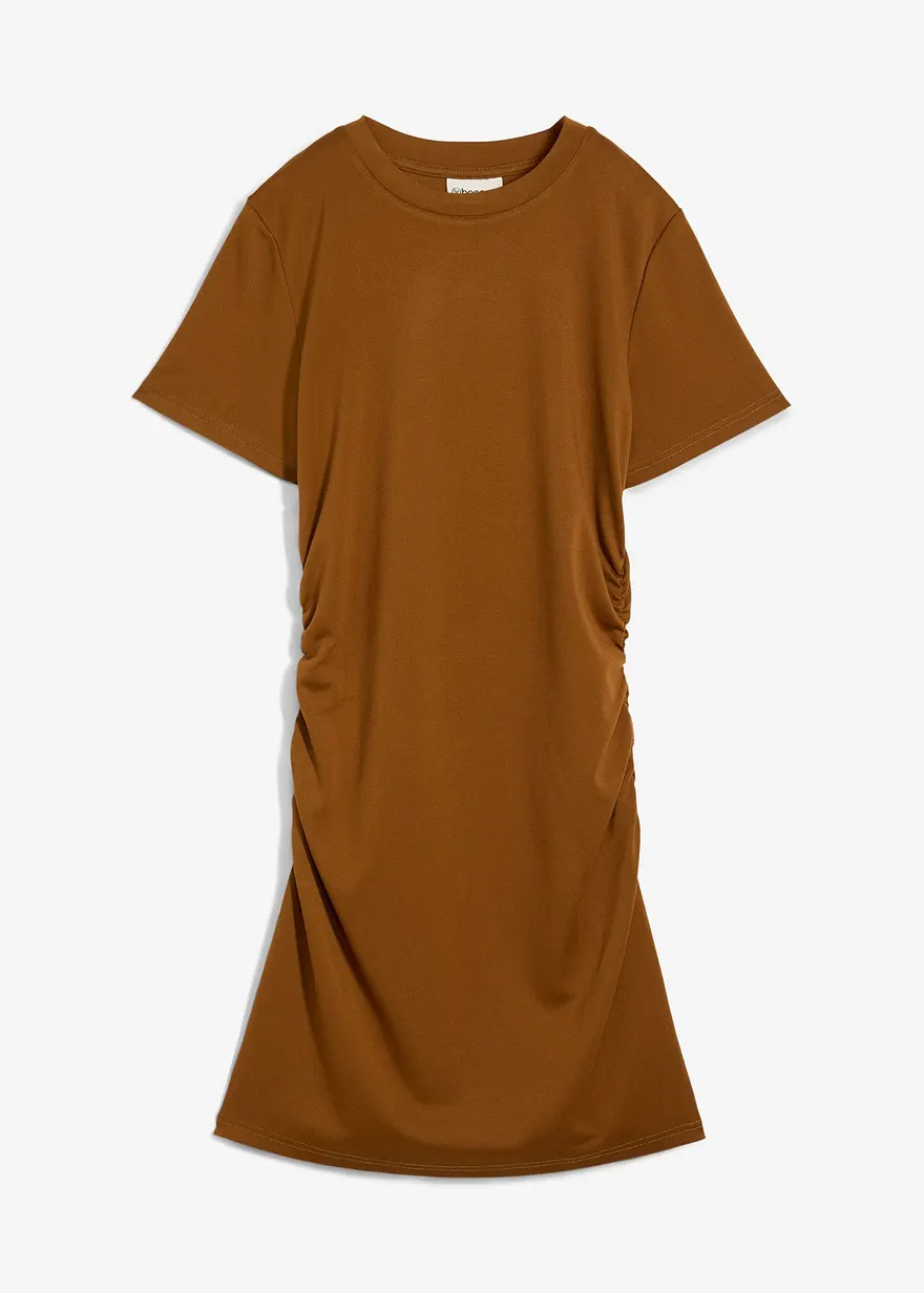 Shirtkleid mit Raffung in braun von vorne - bonprix