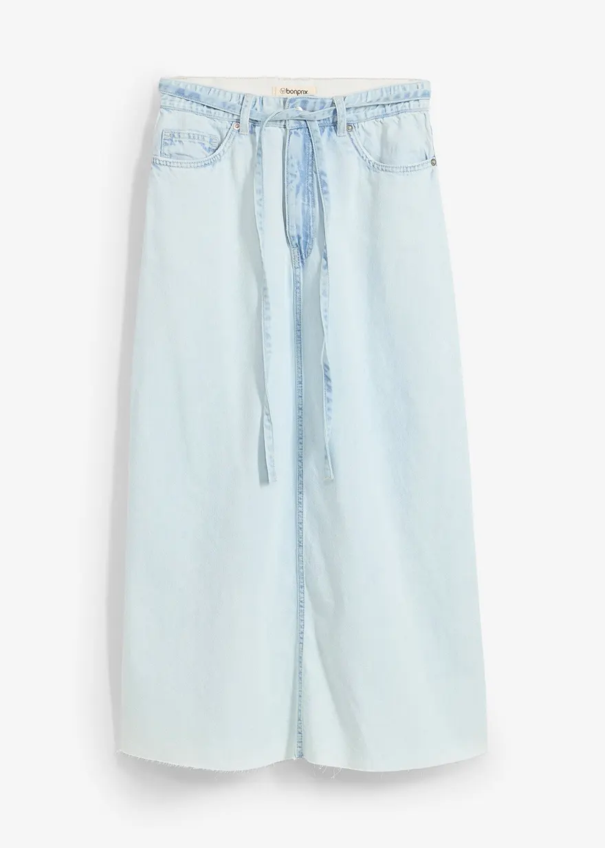 Jeansrock Mid Waist Midilänge, Super Soft in blau von vorne - bonprix