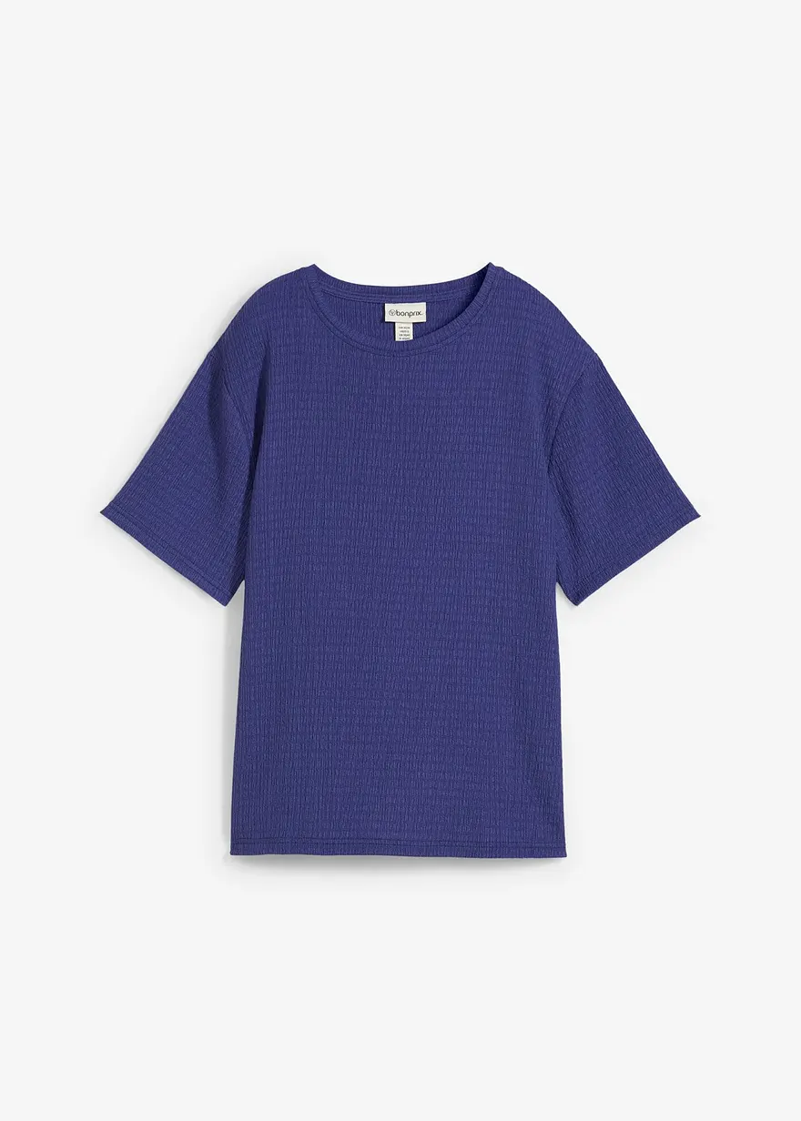 Shirt aus Borkencrepe in blau von vorne - bonprix