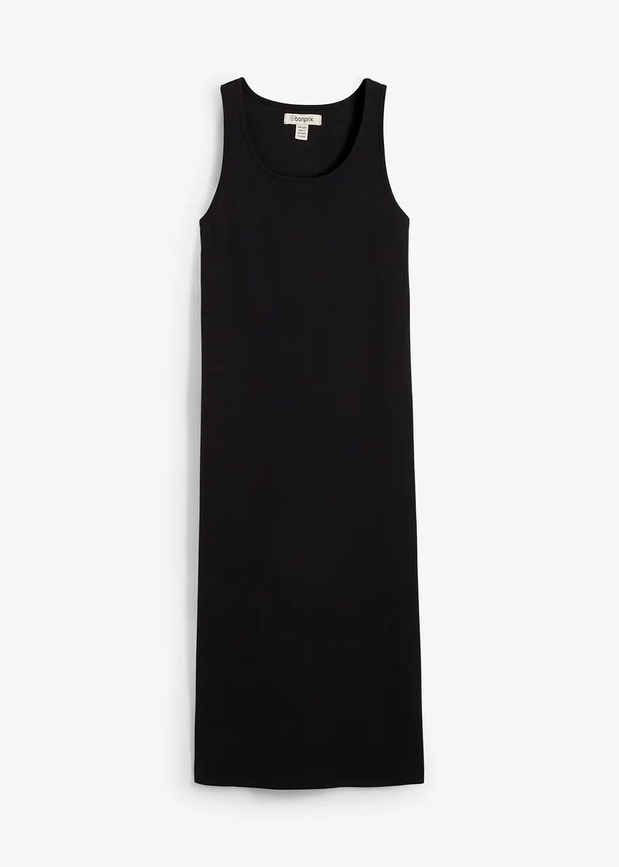 Trägerkleid aus Bio- Baumwoll-Stretch in schwarz von vorne - bonprix