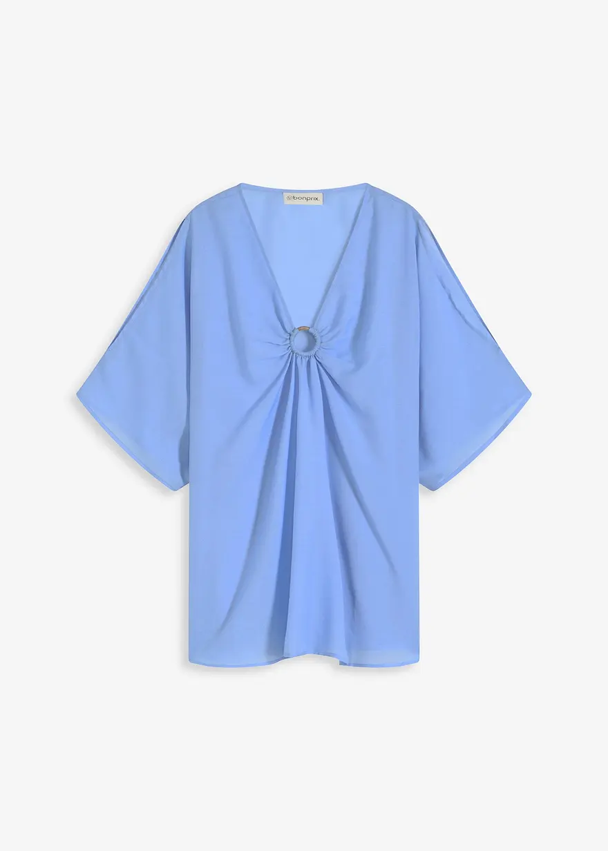 Transparente Strand Tunika in blau von vorne - bonprix