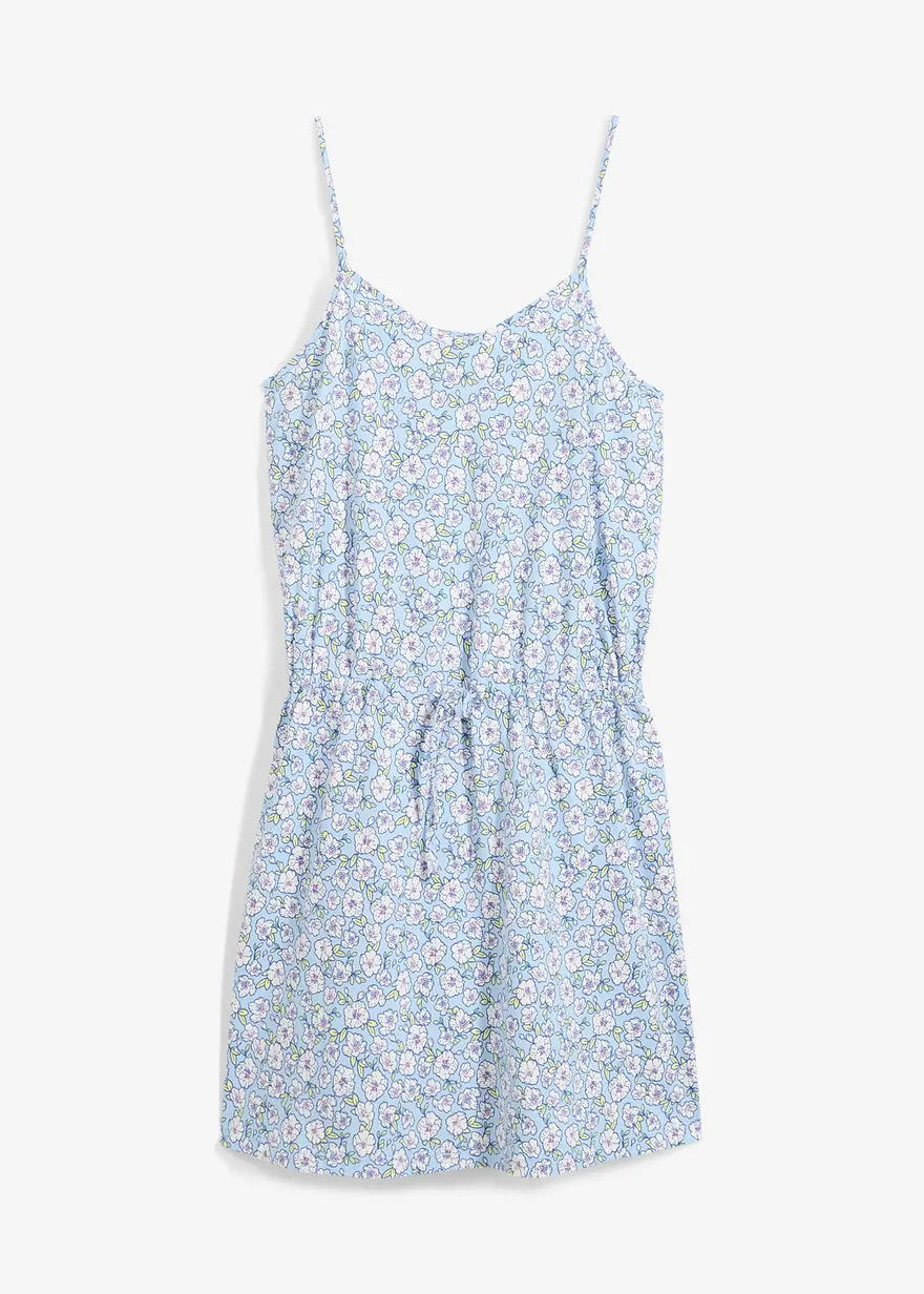Jerseykleid aus reiner Baumwolle in blau von vorne - bonprix