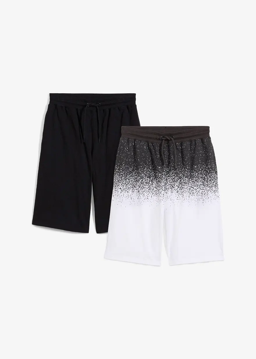 Jersey-Bermuda (2er Pack) aus reiner Baumwolle in schwarz von vorne - bonprix