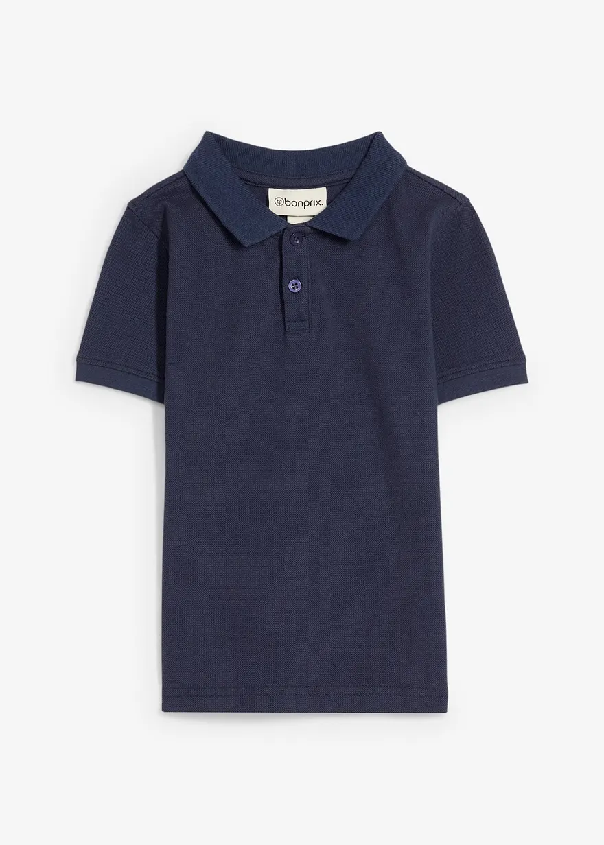 Poloshirt, Kurzarm aus reiner Baumwolle in blau von vorne - bonprix
